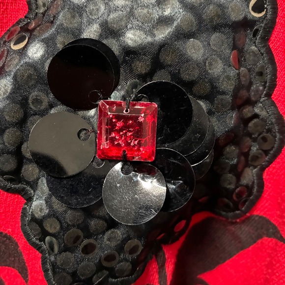 VTG Bonnie and Bill by Holly Red Floral Print Embellishment Shoulder Pad Size M - Picture 5 of 8